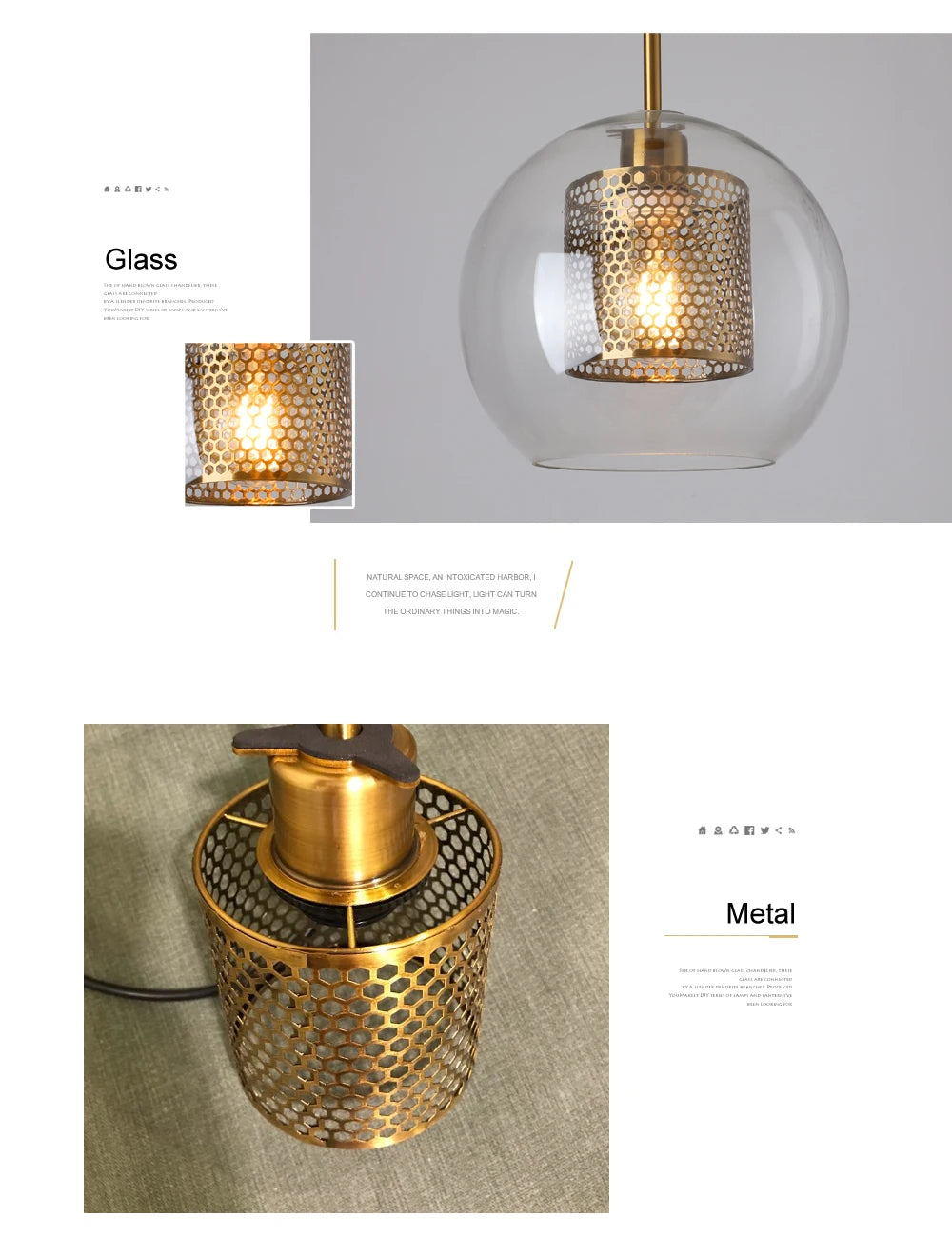 Suspension en Verre et Laiton – Brian
